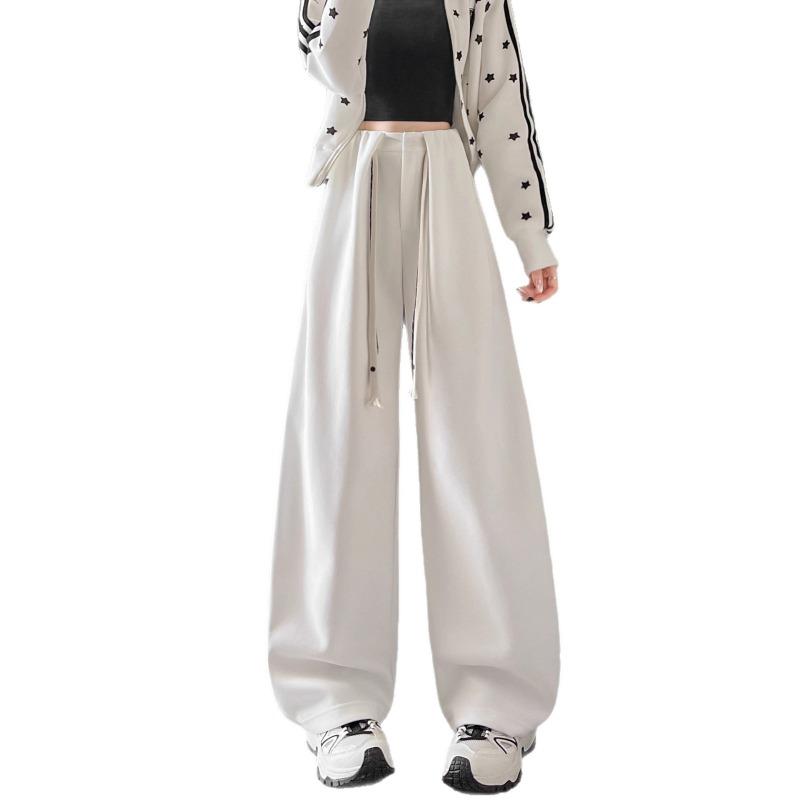 Scimitar sweatpants women's spring and autumn new high-waisted loose straight casual drape lazy wind wide-leg pants