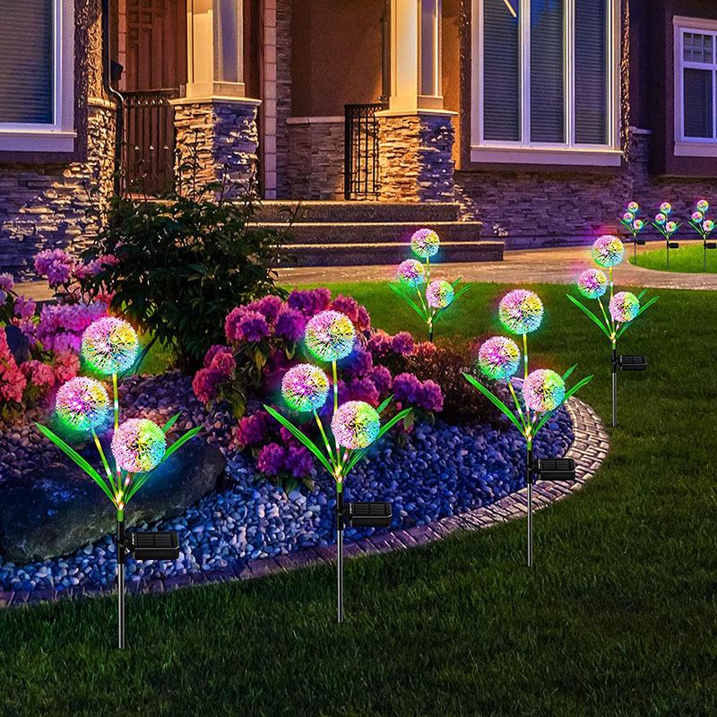 Solar Dandelion Lights, 3 Heads Outdoor Solar Garden Lights, LED Landscape Lighting, Waterproof Lawn Lamp for Pathway, Yard, Patio Decorations