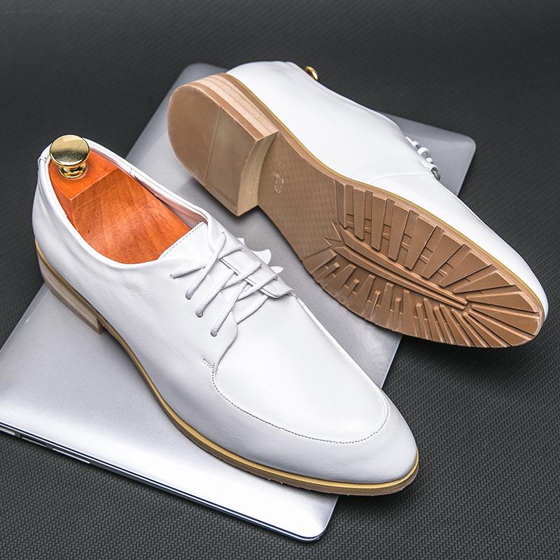 Men s Plus Size White Leather Pointed Toe Slip-On Shoes: Casual, Wedding & Hairstylist Trends Size 41 белый