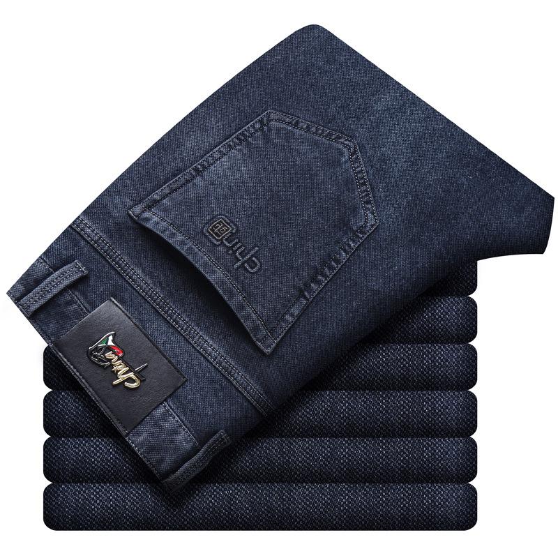 

2024 Осень и зима Новые бархатные мужские джинсы свободные прямые мужские брюки эластичные универсальные повседневные длинные брюки 31