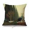 Flower Birds Peacock Floral Oil Painting Parrot Home Decoration Cotton Linen Sofa Throw Pillow Case Beautiful Cushion Cover Case