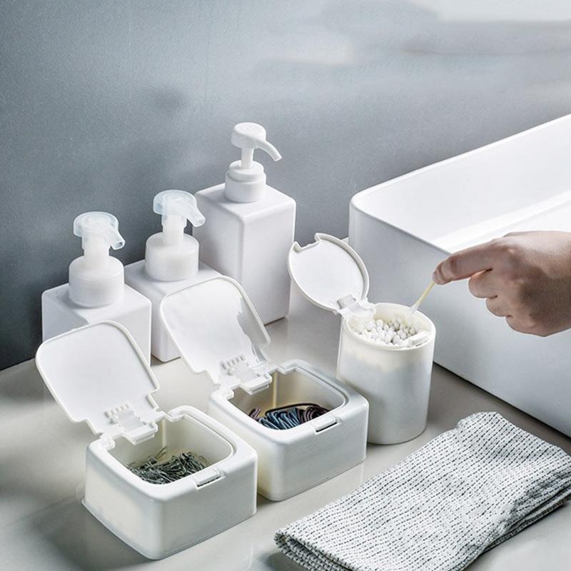 Mini Desktop Pop-up Storage Box Dust Proof Cotton Swabs Makeup Organizer Case Small Things Holder
