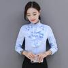 Spring Autumn New Stand Collar Ruffle Long Sleeve Blouse Women's Korean Professional Bottoming Shirt Solid Color Chiffon Shirt