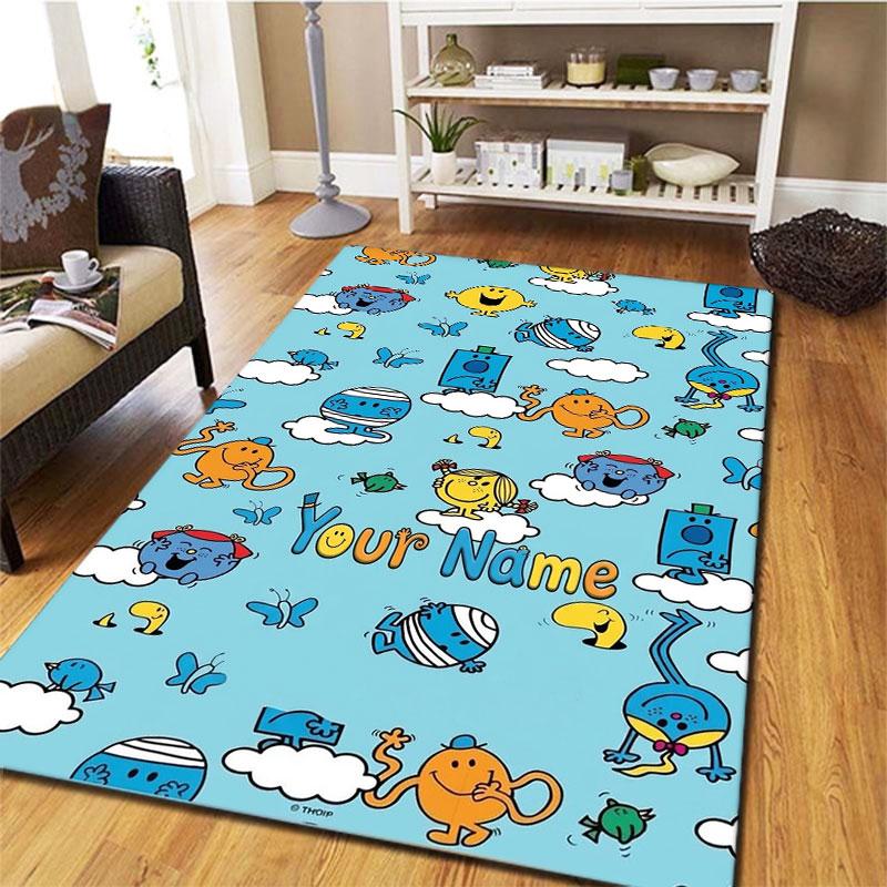 Mr. Men Little Miss Custom Name Carpet Rug for Living Room Bedroom Home Sofa Decoration,Kids play Non-slip Floor Mat