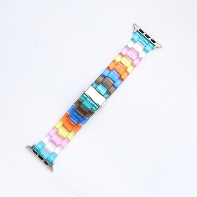 Compatible Apple Watch Transparent Rainbow Resin Strap for Series 5/6/7/8/SE.