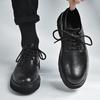 Casual black men's leather shoes Classic and Gentleman Style Office and business work Adult  shoes 38-46 lace-up