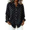 Dameslosvallend Stippen Lange Mouwen Blouse met Kraag voor de Herfst - Veelzijdige Casual Top