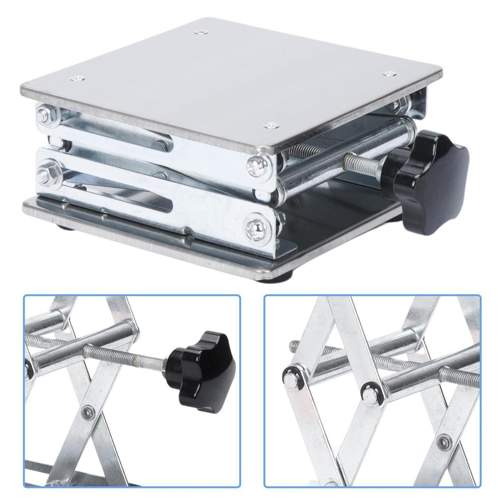 Aleawol Lab Jack Lifting Platform for Laboratory Use, 150x150x260mm, Stainless Steel, Folding Workbench, Small Laboratory Equipment, Non-Slip, 15kg Lo