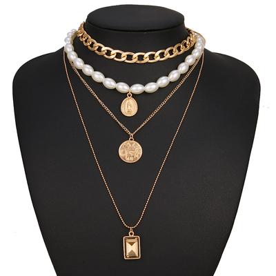 Schmuck Vintage Münze Halskette Pullover Kette weibliche Persönlichkeit Temperament mehrschichtige Halskette