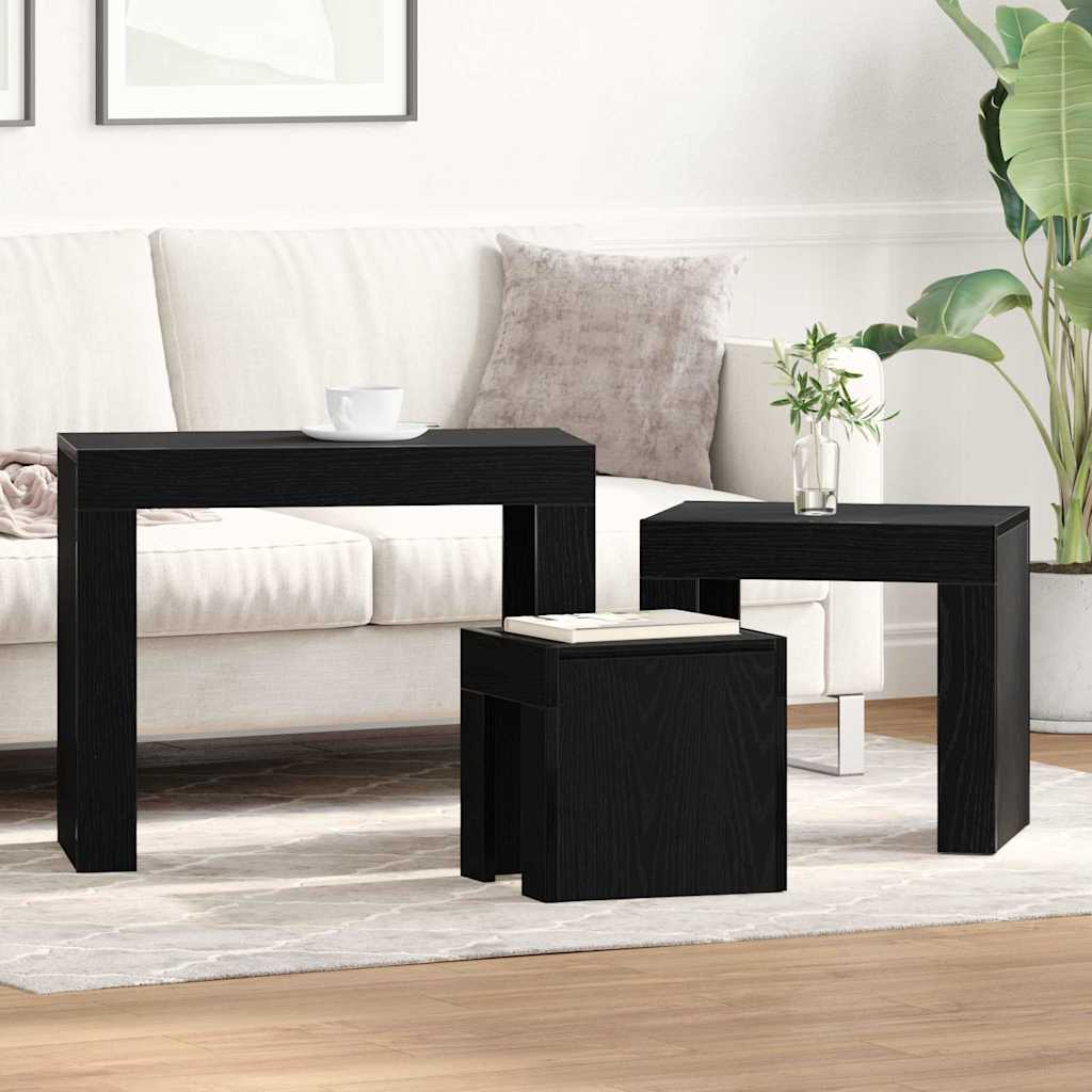 Nesting Tables Set 3 Pcs Black Oak Effect Particleboard