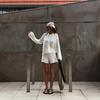 Women's White Lace Knit Cardigan and Shorts Set Sleeveless Cropped Top Two Piece