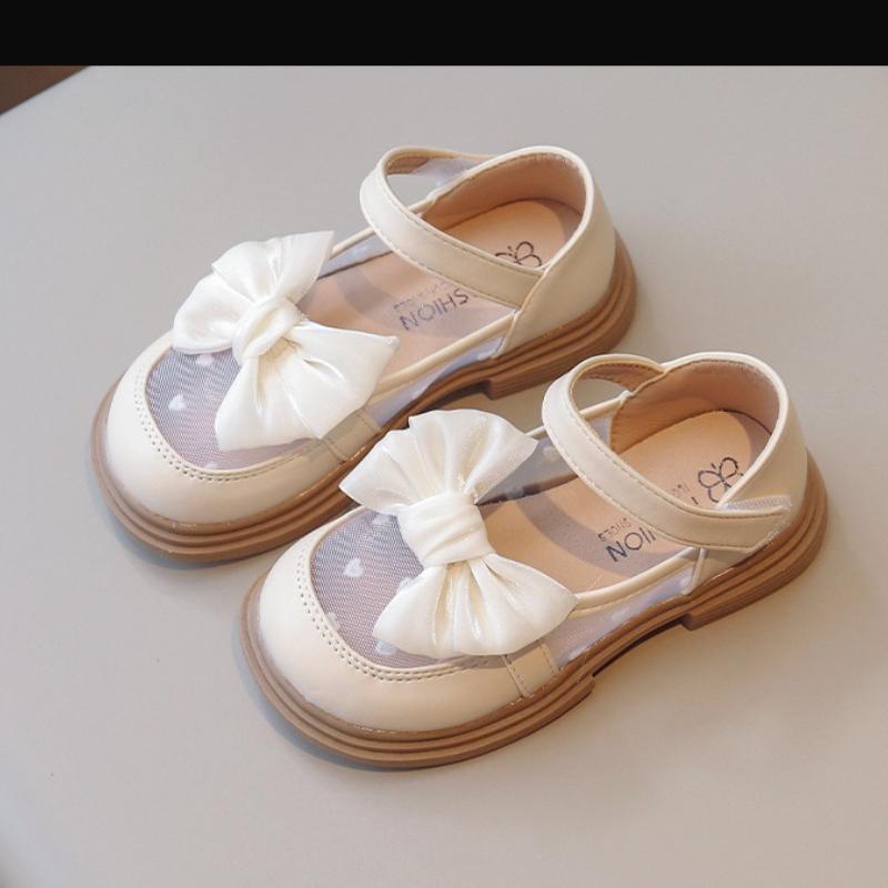 Girls' Little Leather Shoes Spring New Girl Mesh Shoe Soft soled Anti slip kids Single Shoe bowKnot Girl Princess Leather Shoes