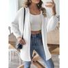 Women Casual Long Sleeve V Neck Solid Open Front Faux Mink Knit Cardigan Sweater Outerwear