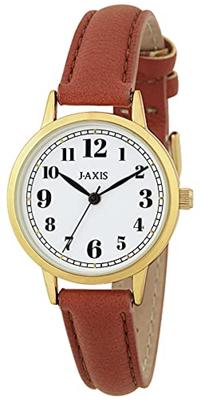 J-AXIS Watch AL1352 Women's Classic Analog Watch, Arabic Dial, Slim Faux Leather Strap, Red