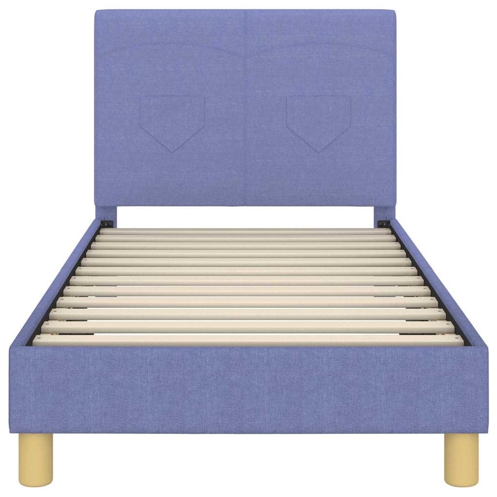 Kids Bed Frame with Headboard Jeans Blue 80 X 160 Cm Fabric