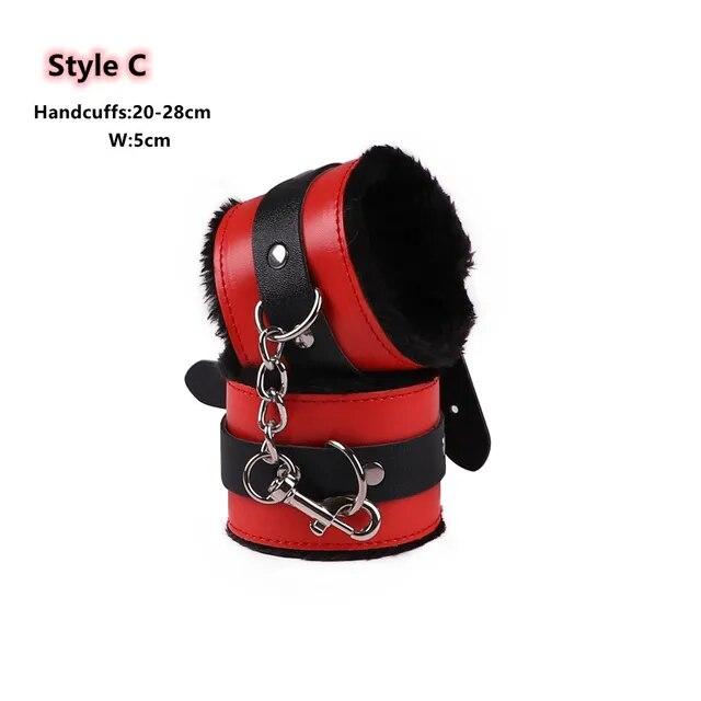 Bondage Set BDSM Kit of Adjustable Leather Handcuffs Sex Toys with Cross Lock for Men Women Fetish Adult Games Erotic Accessory