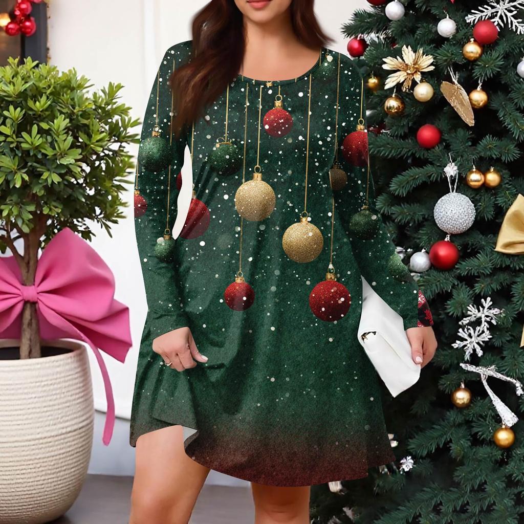 Dámské ležérní šaty s gradientním potiskem, kapsou, kulatým výstřihem a dlouhým rukávem ve větších velikostech na jaro/podzim