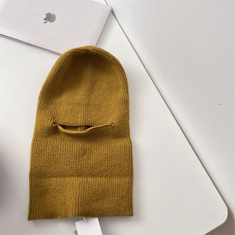 One hat and two wears~ Winter face kini windproof and warm cycling knitted hat balaclava cap pullover wool hat