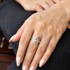Natural Rose Quartz ring set  Pink quartz statement ring with eternity band Sterling silver fashion ring for women Pear cut ring