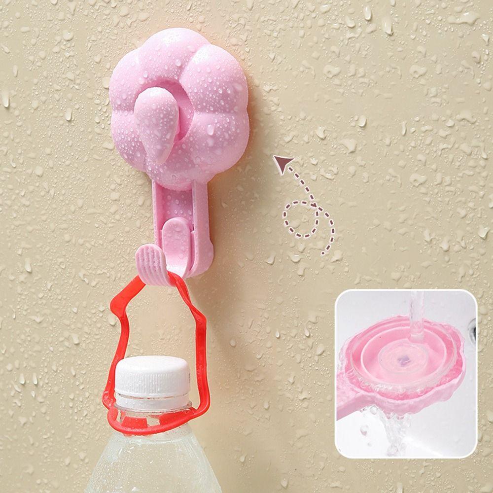 4 Pcs Multifunctional Flowers Suction Cup Hooks No Punch Wall Mounted Hooks  Bathroom