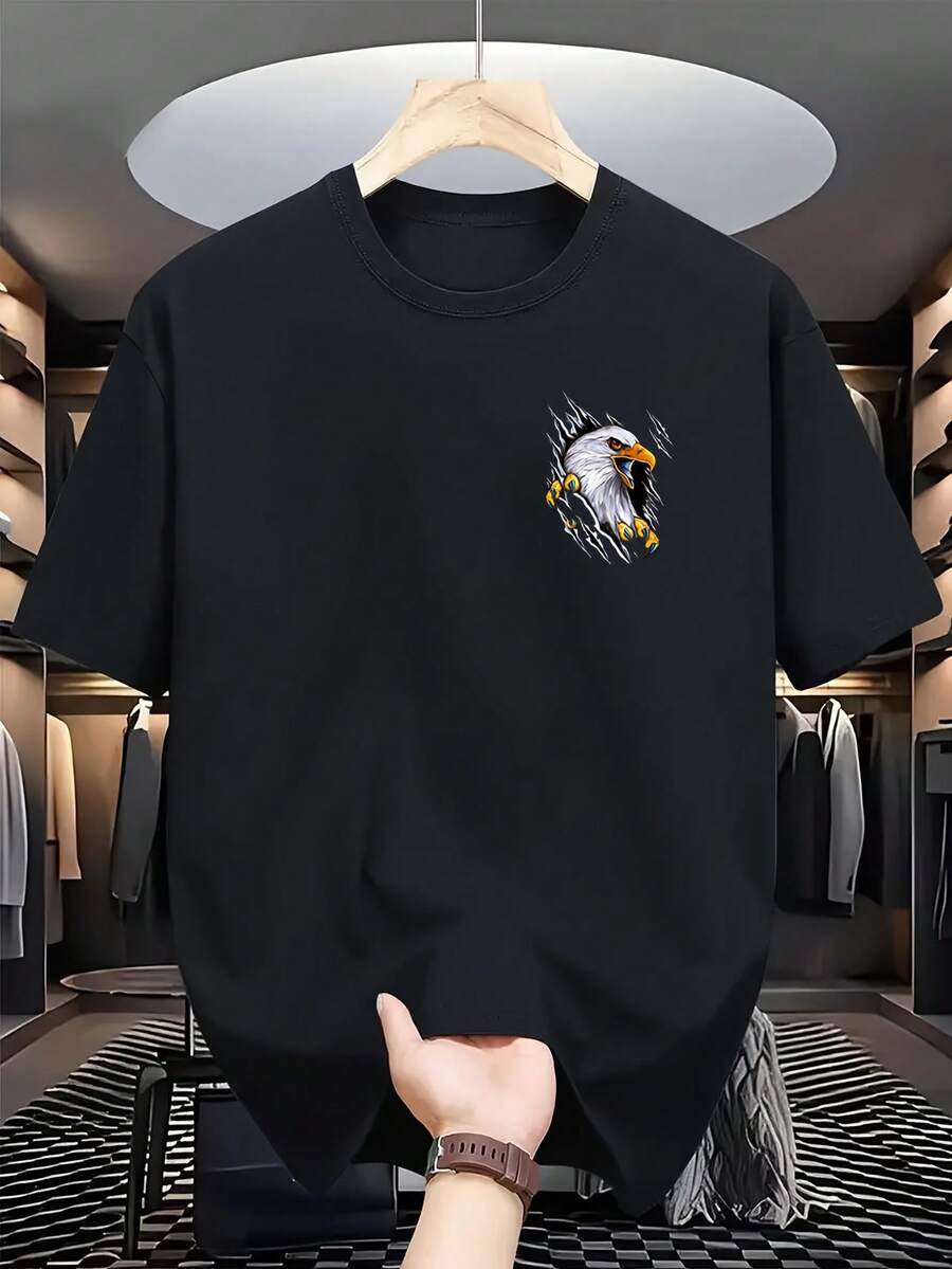 Unisex Retro Geometric Eagle Print T-Shirt S