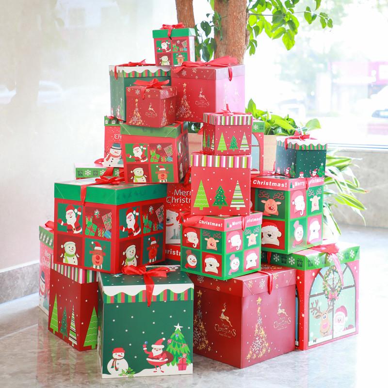 Christmas Gift Boxes Packing Gift Merry Christmas Decorative Carton For Xmas Home Party Decor Navidad New Year Candy Box Case