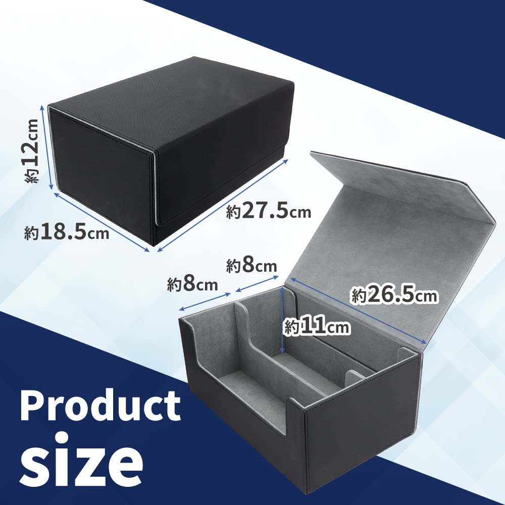 Compatible with Magnetic Trading Card Large PU 650 Card Storage Capacity X Loader, Case, Capacity, Magnet, Leather, (black Blue)