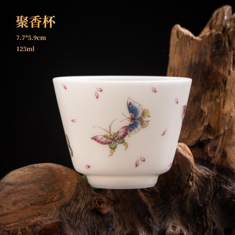 

Чайная чашка Handamde Sheep Fat Jade White из фарфора Пористая обожженная чашка Master Cup Чайная чаша Love of Butterfly Кофейные кружки Чайная утварь Kung Fu