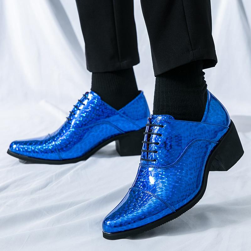 New Men Pointed Glitter Gold Silver Casual Patent Leather Shoes Male Oxfords Wedding Dress Formal Flats Footwear Zapatos Hombre