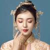 Chinesisches Hochzeitskleid Kopfschmuck Hanfu Antiker Kopfschmuck Xiuhe-Stil Ethnisch Goldene Quaste Haarschmuck Schmuck