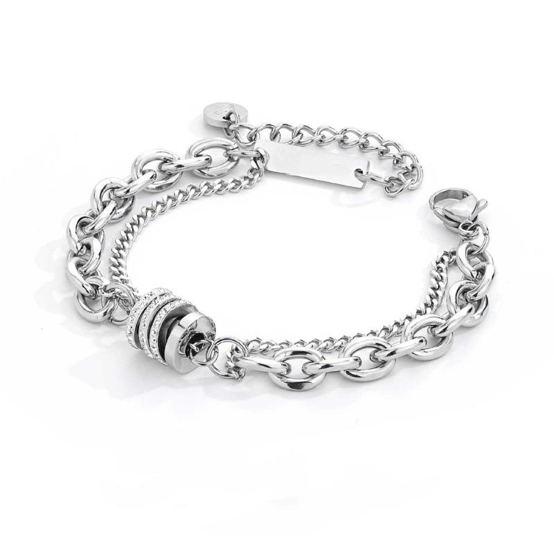 Trendy Zircon Double-Layer Bracelet For Men And Women Non Fading Titanium Steel Rotating Pendant Couple Jewelry Luxury Gift