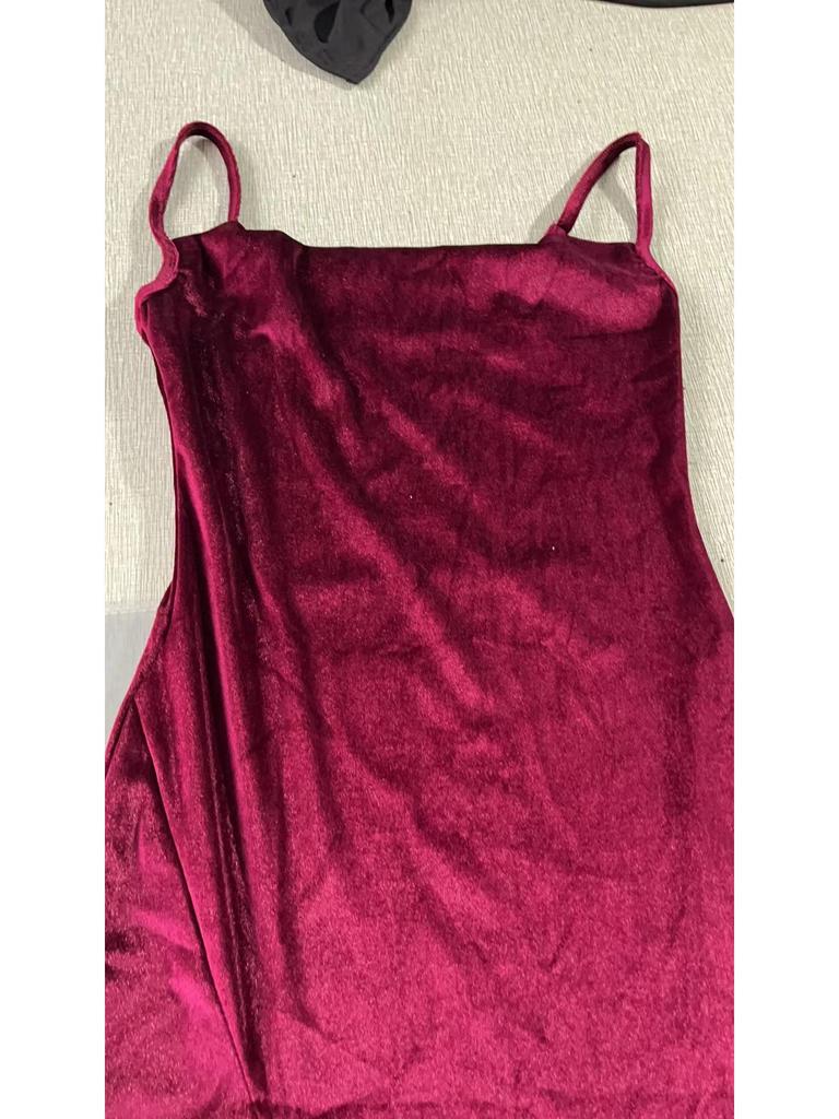 2025 Summer Velvet Spaghetti Strap Slim-Fit Slit Evening Dress for Women