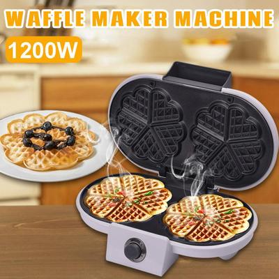 Elektrische Kuchen-Waffelmaschine für den Haushalt Waffeleisen für Rösti und andere Frühstücks-, Mittags- und Snacks zum Mitnehmen schwarz 1200W 220V