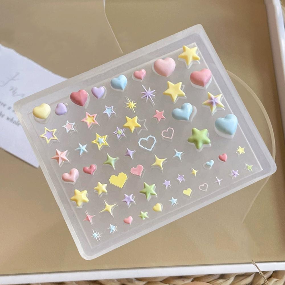 Novel 3D Silicone Mold Heart Star Pentagram Nail Artistry, DIY Transparent Manicure Template for Decorative Nail Trinkets