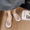 Rhinestone Fisherman Shoes Women's 2024 Spring and Summer New Korean Version Mesh Round Head Low Heel Casual Comfortable Doudou Shoes