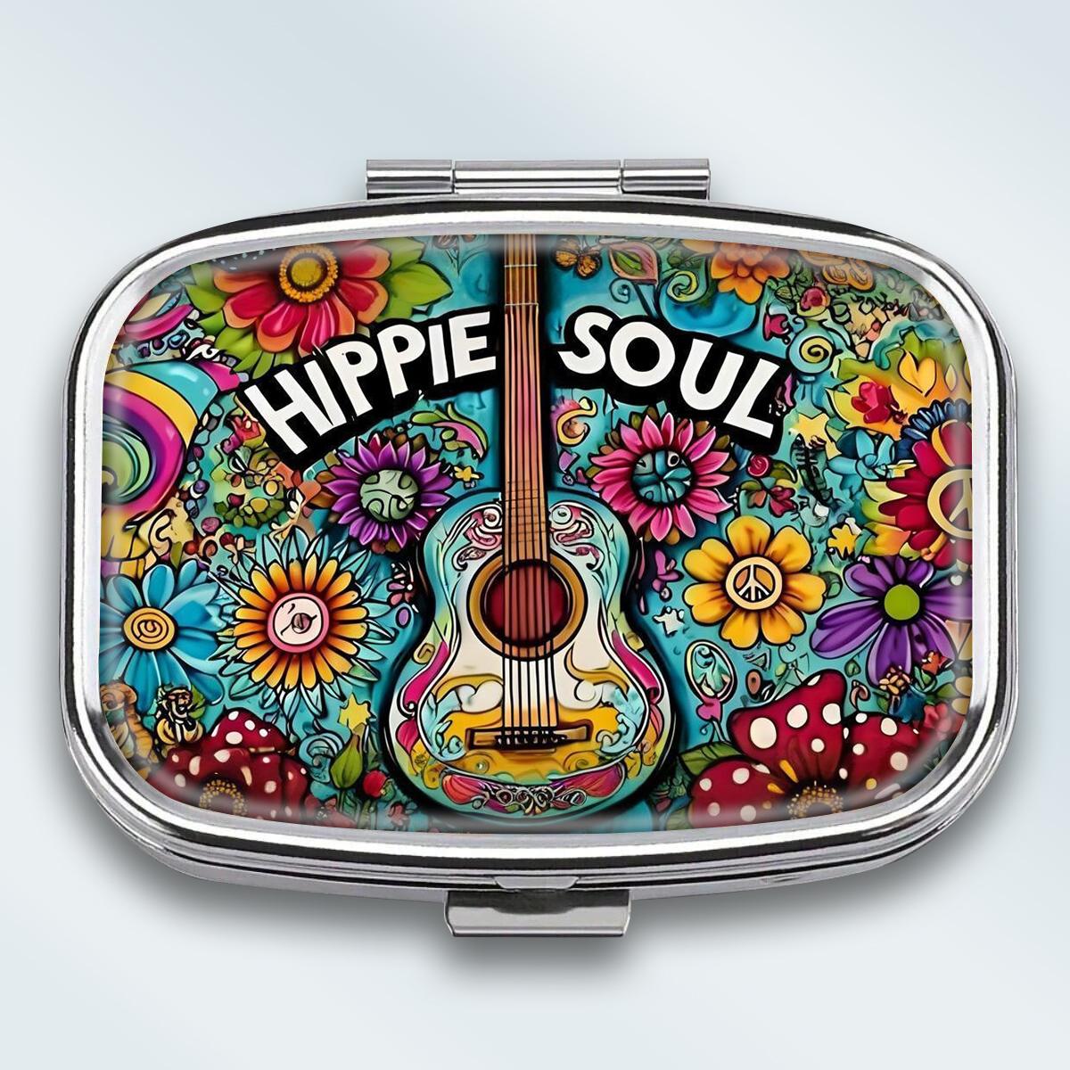 

Portable Pill Box with 2 Compartments, Mini Metal Medicine Organizer Case, Cute Printed Pill Container for Vitamins, Pills, Jewelry, Travel, Daily Use різнокольоровий