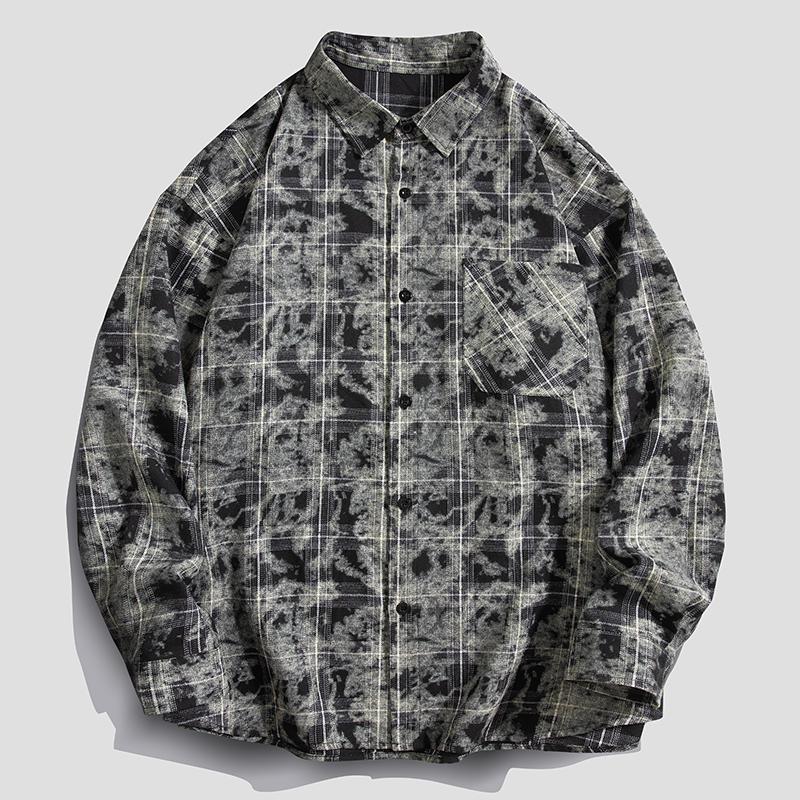 Spring Autumn Long Sleeves New Oversize Shirt For Men's Plaid Harajuku Clothing Casual Hawaiian Shirt