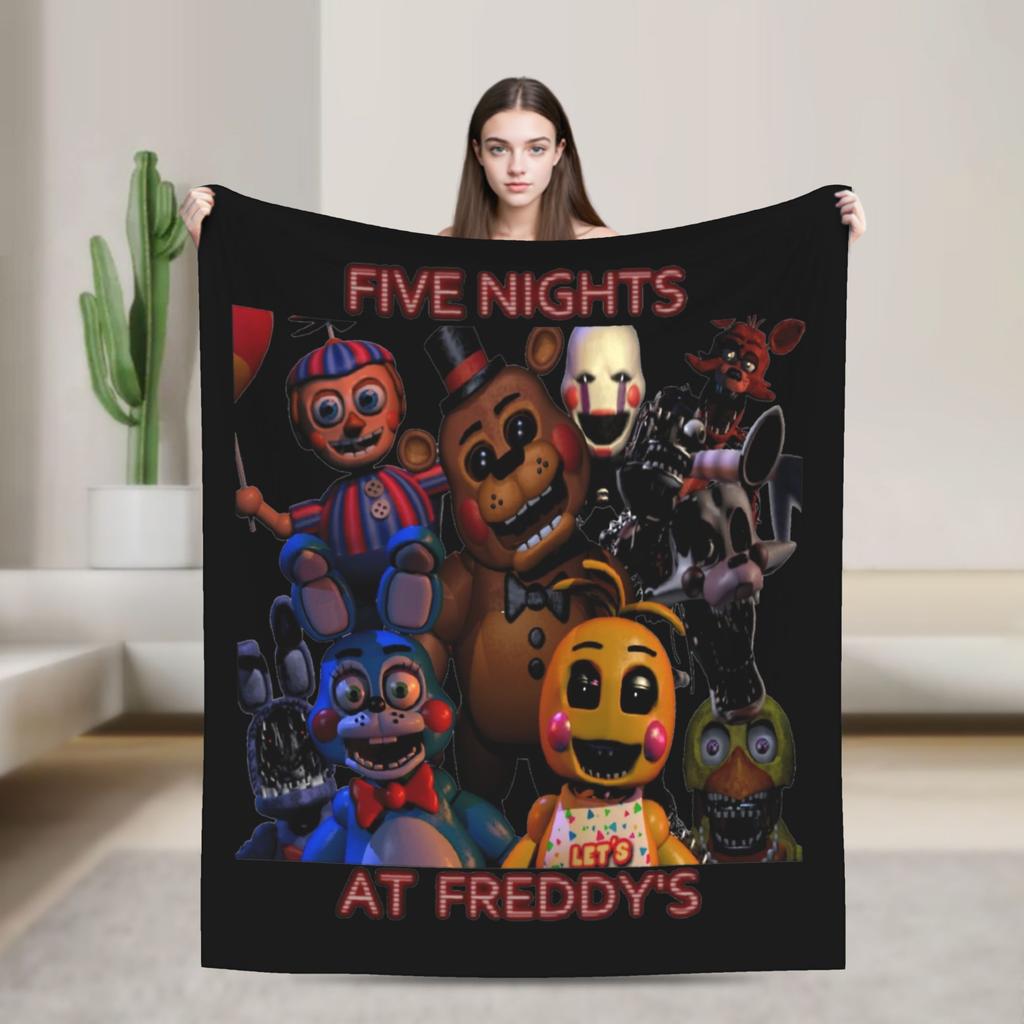 FNAF 2 Puppet Blankets Velvet Printed Portable Lightweight Thin Throw Blankets for Bed Outdoor Quilt