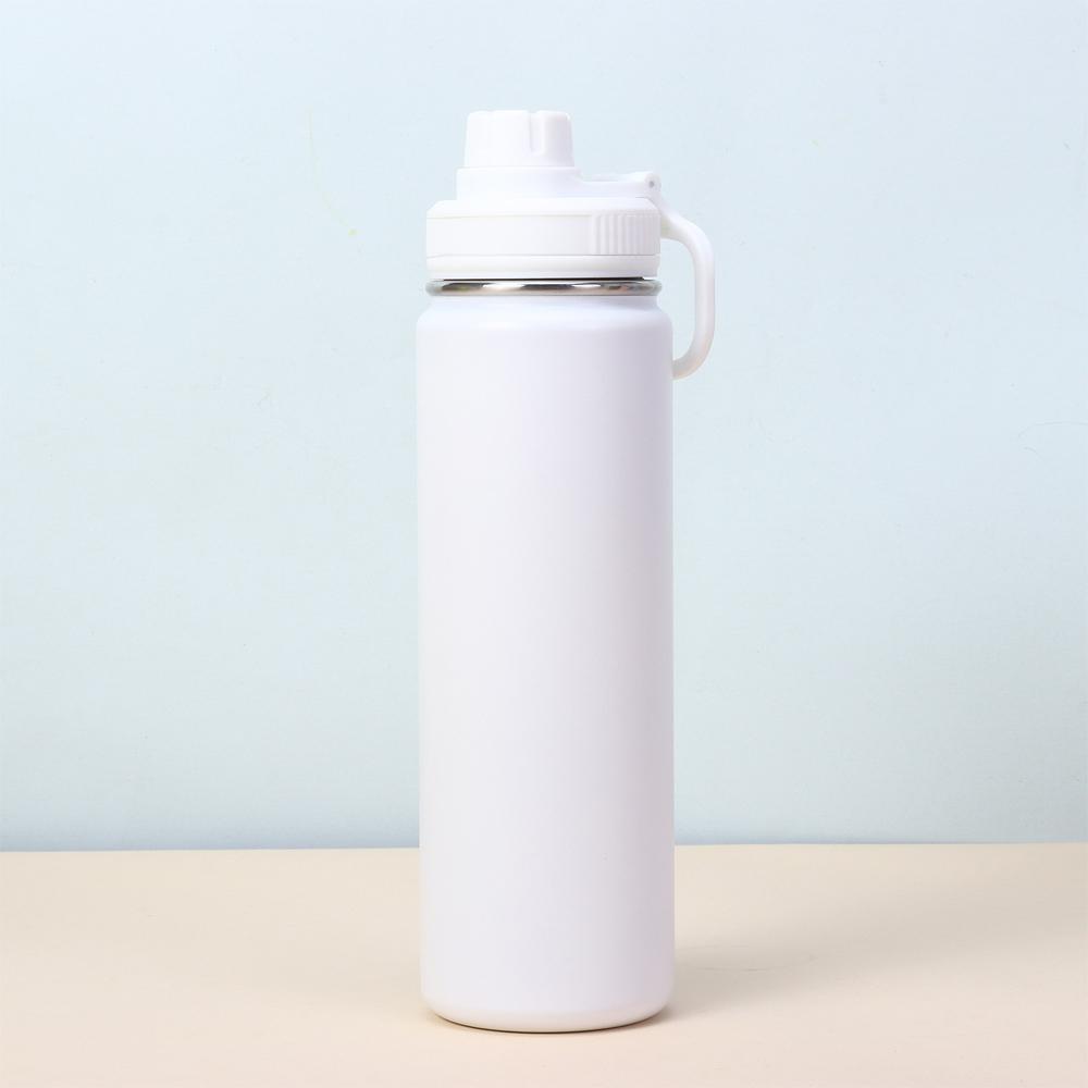 

24 Oz Stainless Steel Water Bottle Vacuum Insulated Double Wall Water Bottle Wide Mouth BPA Free Keeps Water Cold for Longer 720ml белый