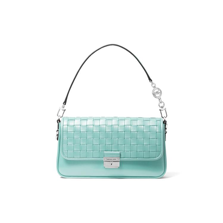 New MICHAEL KORS Leather Baguette Shoulder Bag Small Size Women's Light Aqua Blue 30S1S2BL1T-432
