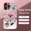 Sparkling Pink Love Eyes Tempered Glass Phone Case for iPhone 17 Pro Max 16 15 14 Plus 11 12 13 Pro Max 16E 17Air Protect Cover