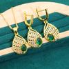 Europe and The United States Set Micro-green Jewelry Anti Allergic Zircon Necklace Earrings Earrings Ring Jewelry Set