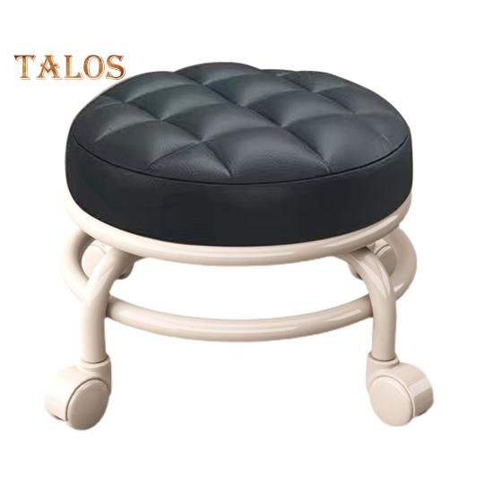 Низкий табурет на роликах с колесами, вращающимися на 360 градусов, подушка из искусственной кожи с губчатым наполнителем, современный круглый табурет на роликах для домашнего офиса и магазина