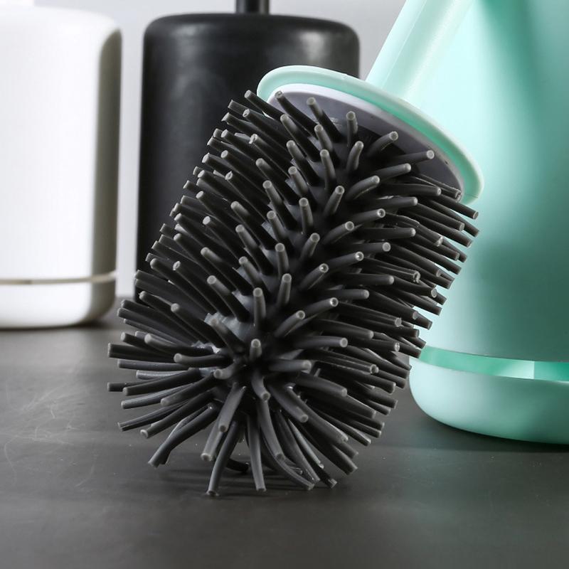 Silicone Toilet Brush Wall Mounted Breathable Holder Soft Bristle Odor Free Bathroom Toilet Cleaning Supply