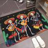 1PC Mexican Skeleton Guitar Cactus Print Doormat Non Slip Washable Entrance Rug Halloween Front Door Floor Mat Home Decor