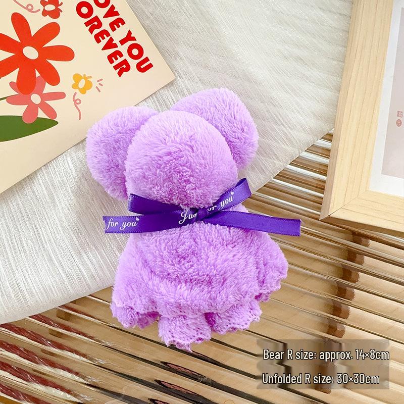 Bear-Shaped Coral Fleece Handkerchief – Practical Gift for Weddings, Birthdays, and Events
