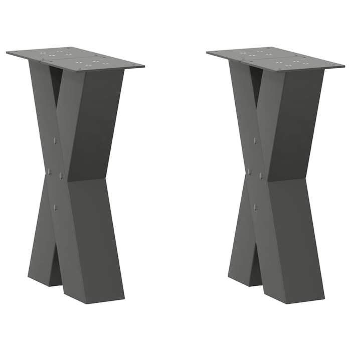 VidaXL Coffee Table Legs In X-Shape, 2 Pieces, Anthracite, 38 X (42-43) Cm, Steel 4012954