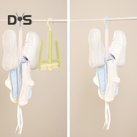 Shoes Drying Rack with 360-Degree Rotating Hook Strong Load-Bearing Windproof Insoles Clip Clothing Rack Hanger