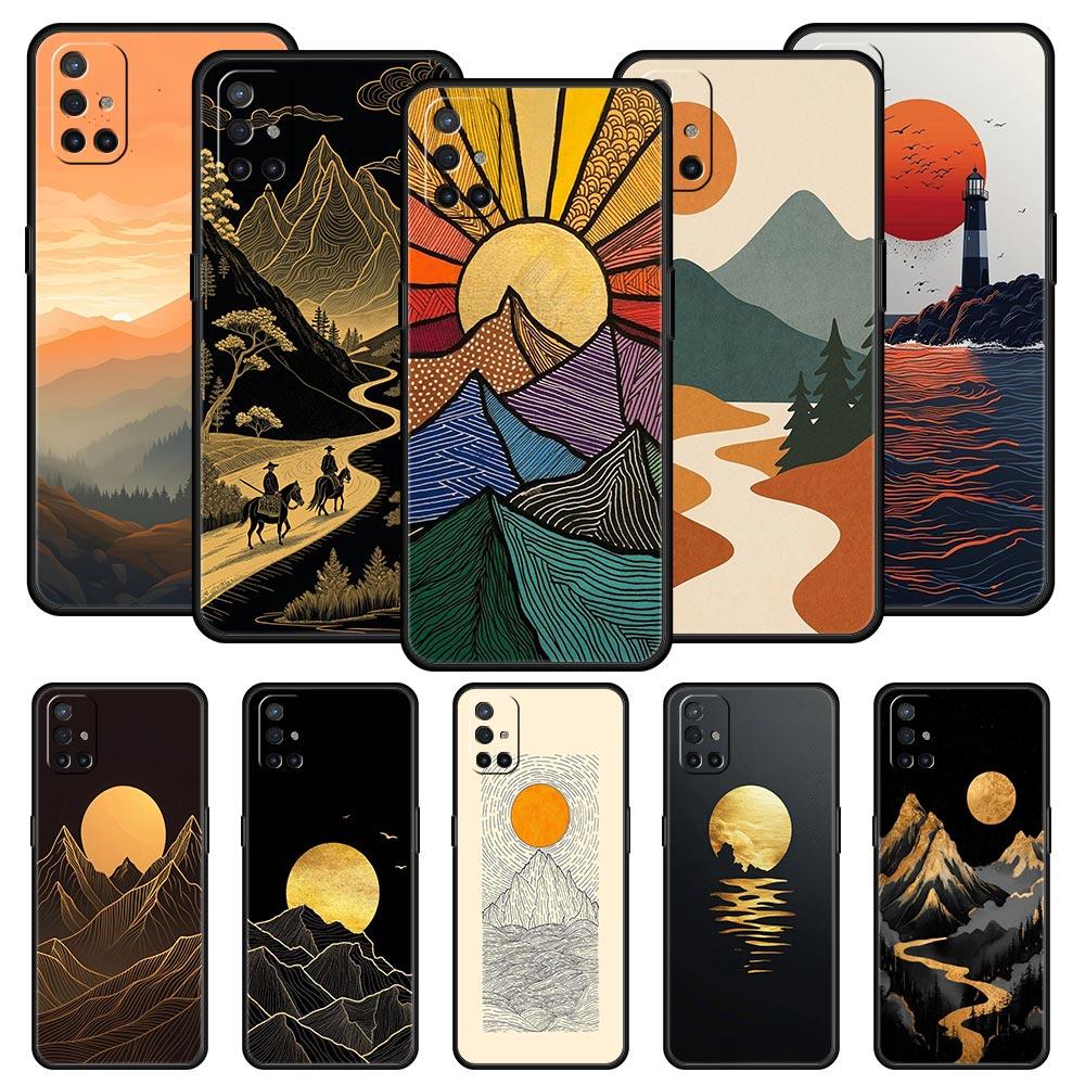 Mountain Sunrise Line Case For OnePlus 15 13 12 11 10 9 8 15T 13T 10T 7T Pro 13R 12R 9RT 8T Nord 4 N10 2T CE 2 3 5G Cover