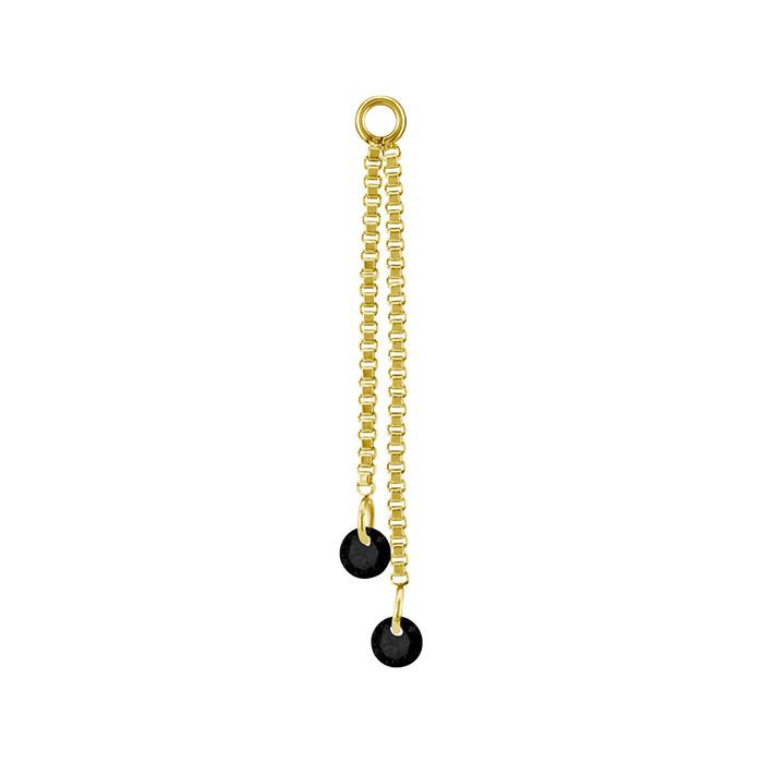 Charm Chain With Black Zircons - Gold - D-071 20 Mm